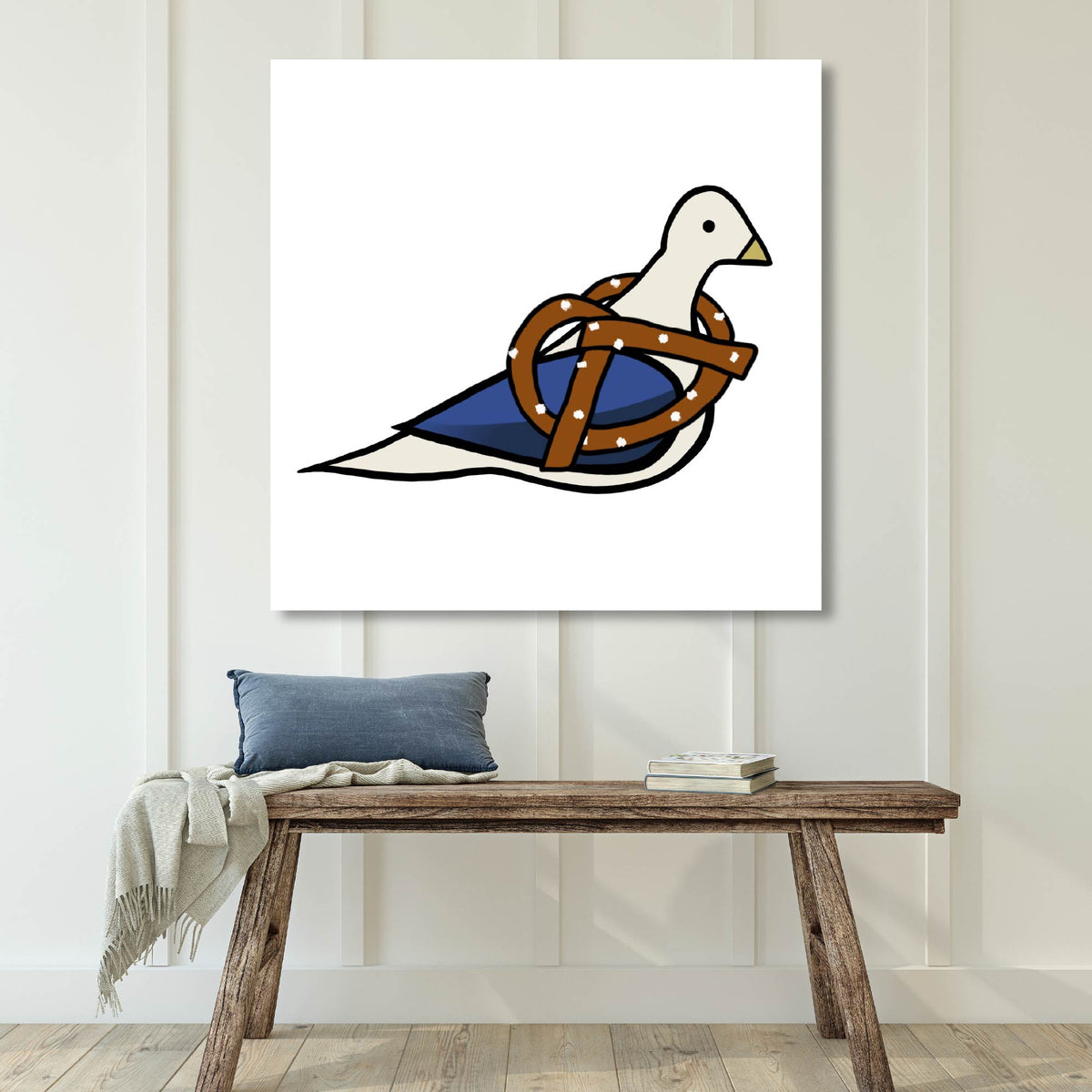 Pretzel Pigeon - Gallery Wrapped Canvas - Tine Bird Collection