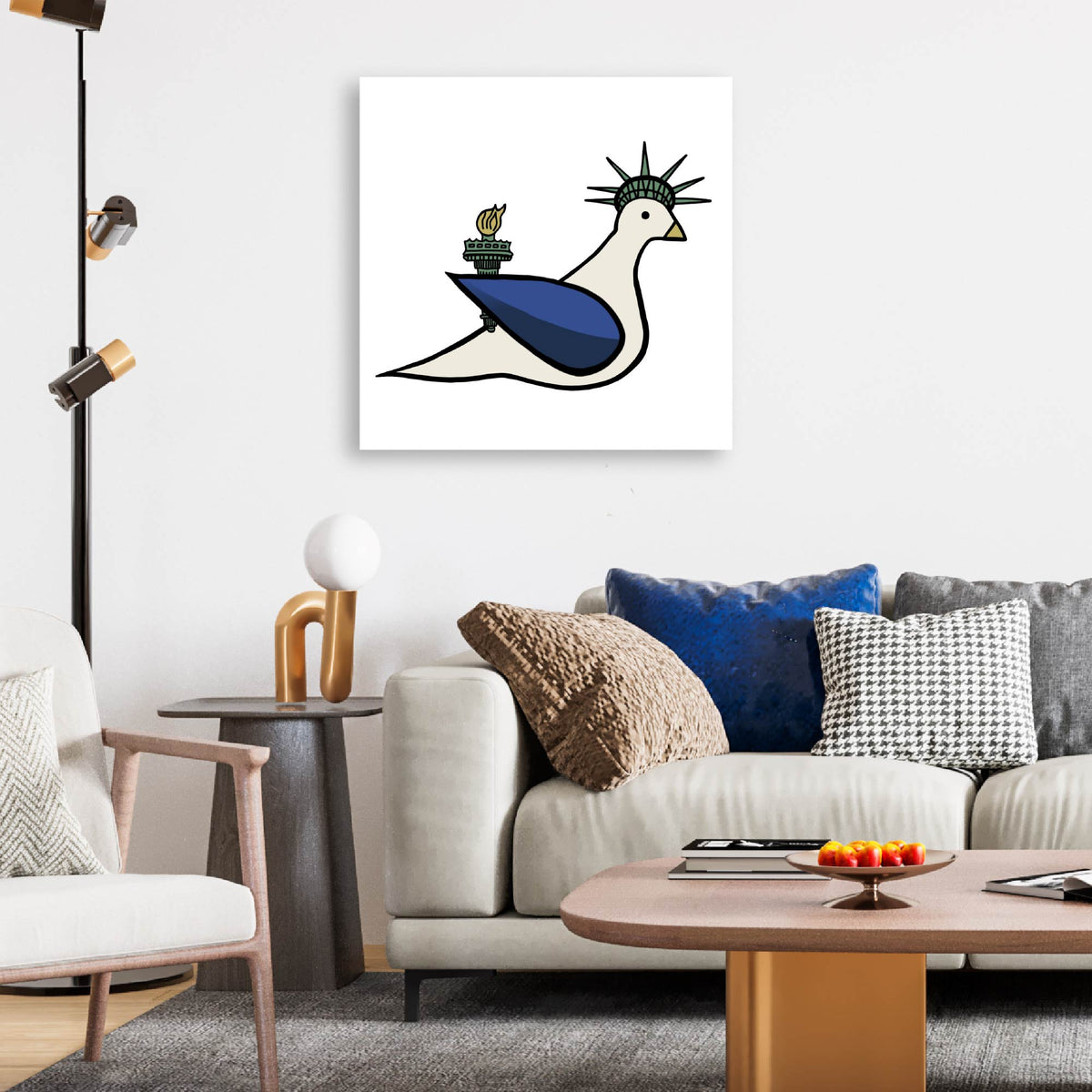 Lady Liberty Pigeon - Gallery Wrapped Canvas