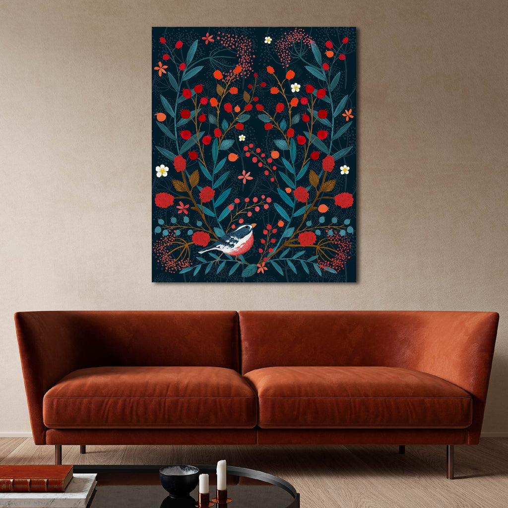 Berries and Branches Bluebirds - Gallery Wrapped Canvas - Michelle Ingari Collection