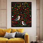 Berries and Branches Woodpeckers - Gallery Wrapped Canvas - Michelle Ingari Collection