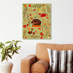 Mushroom Hunting Hedgehog - Gallery Wrapped Canvas - Michelle Ingari Collection