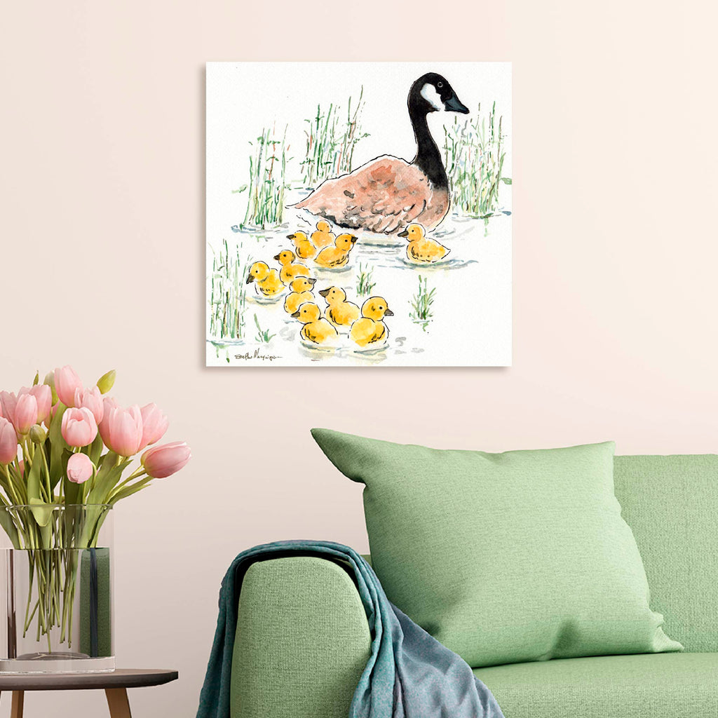 Goose and Babies Gallery-Wrapped Canvas Wall Art