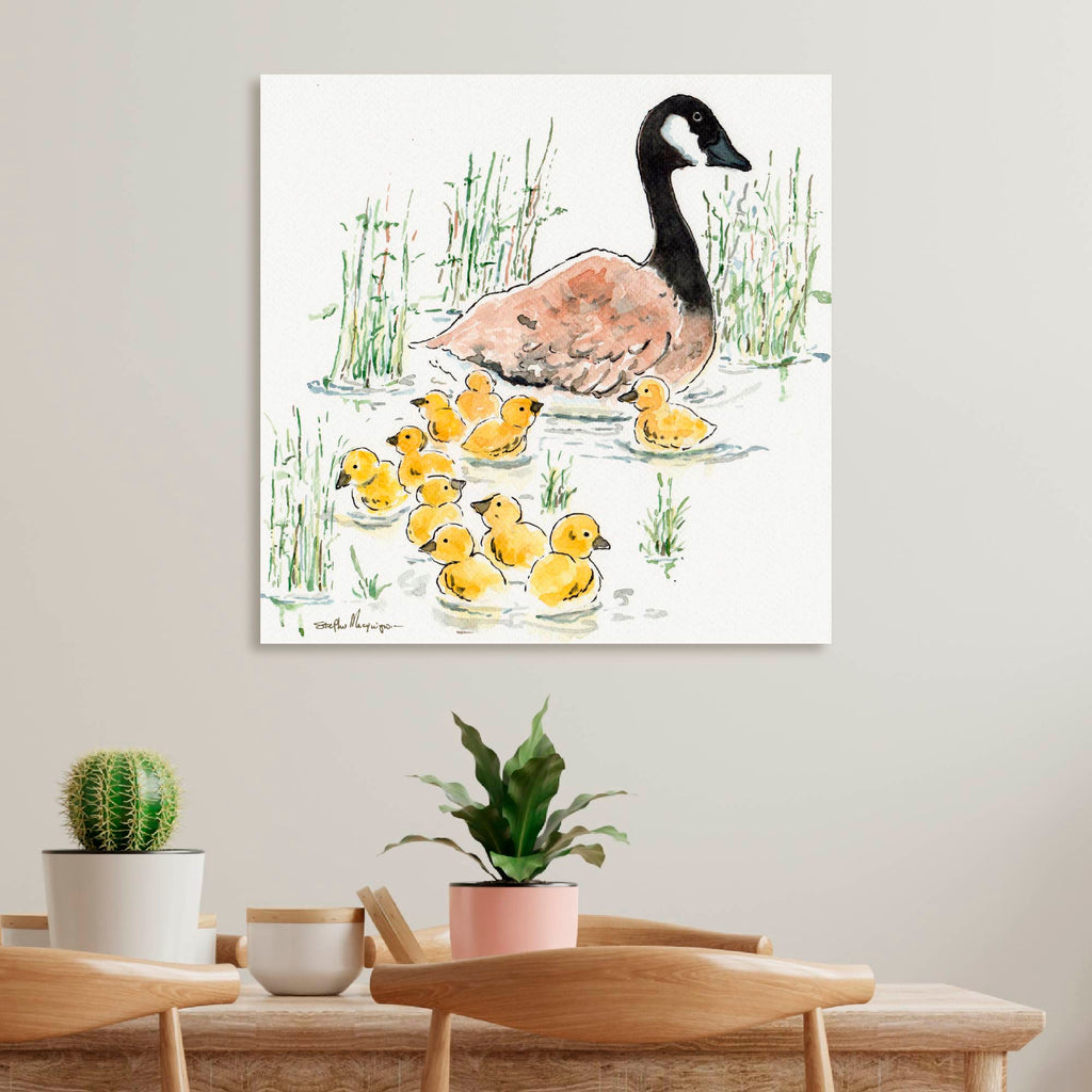 Goose and Babies Gallery-Wrapped Canvas Wall Art