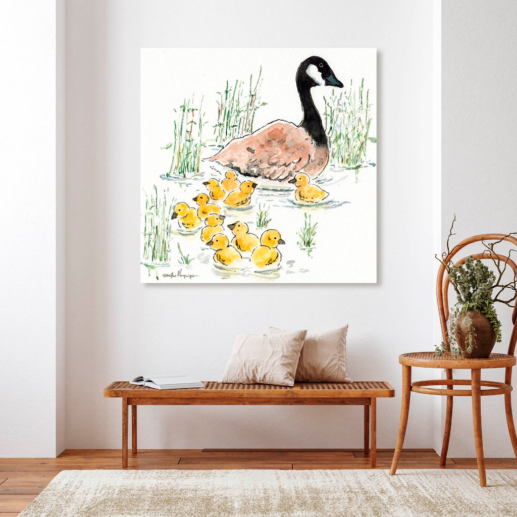 Goose and Babies Gallery-Wrapped Canvas Wall Art