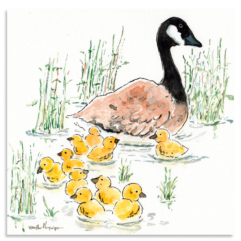 Goose and Babies Gallery-Wrapped Canvas Wall Art