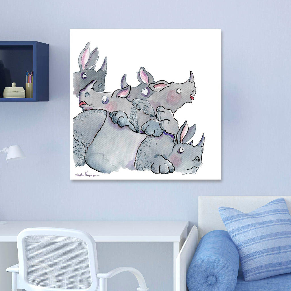 Studio Series - Crash of Rhinos - Gallery Wrapped Canvas - Stephen Macquignon Collection