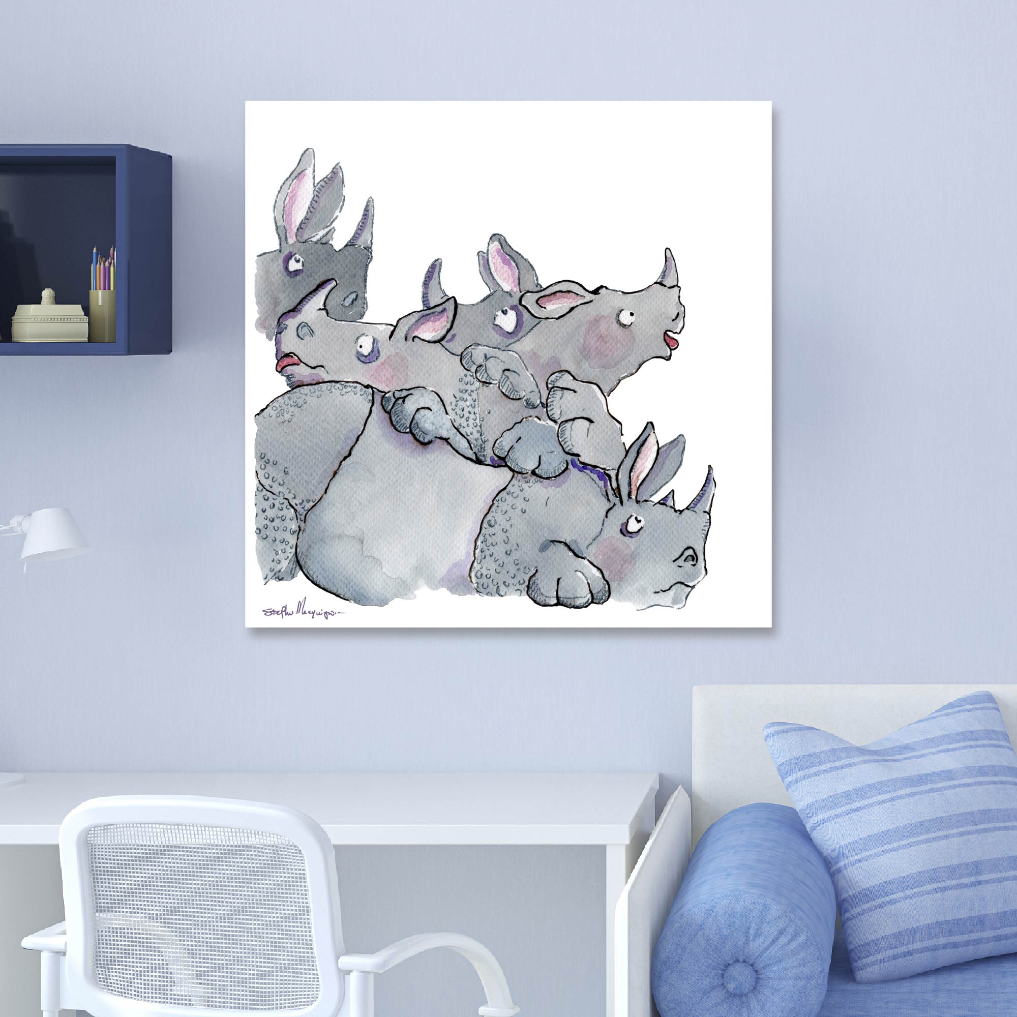 Studio Series - Crash of Rhinos - Gallery Wrapped Canvas - Stephen Macquignon Collection