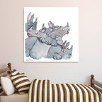 Studio Series - Crash of Rhinos - Gallery Wrapped Canvas - Stephen Macquignon Collection