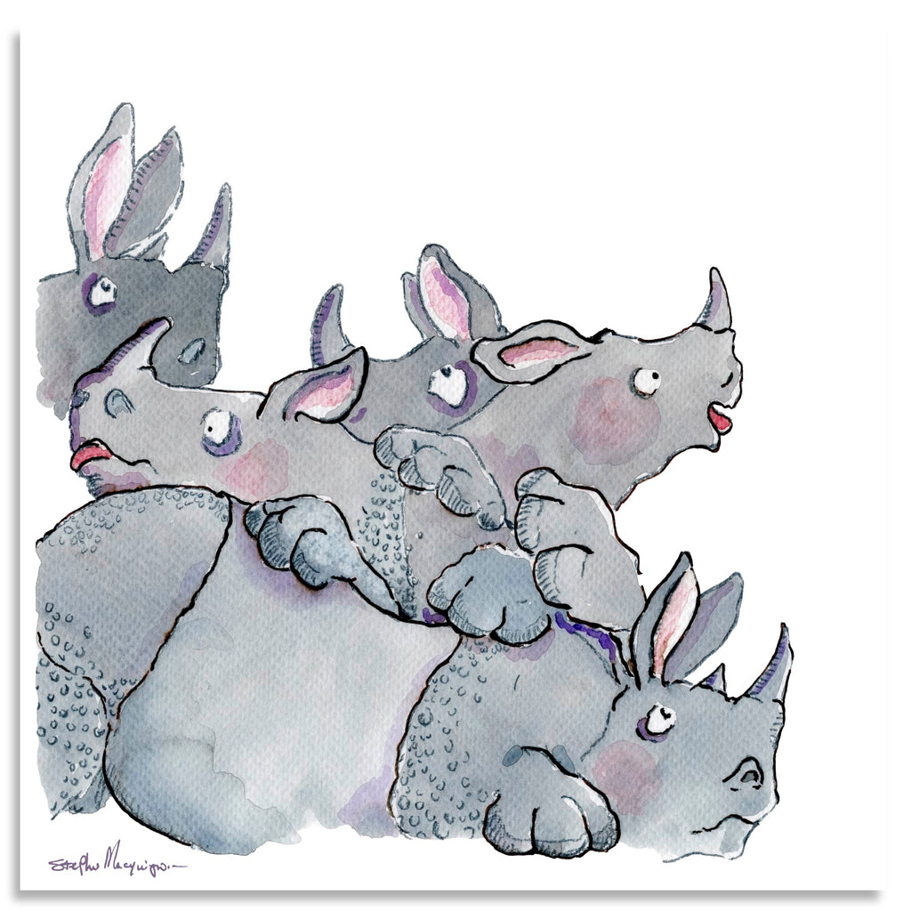 Studio Series - Crash of Rhinos - Gallery Wrapped Canvas - Stephen Macquignon Collection