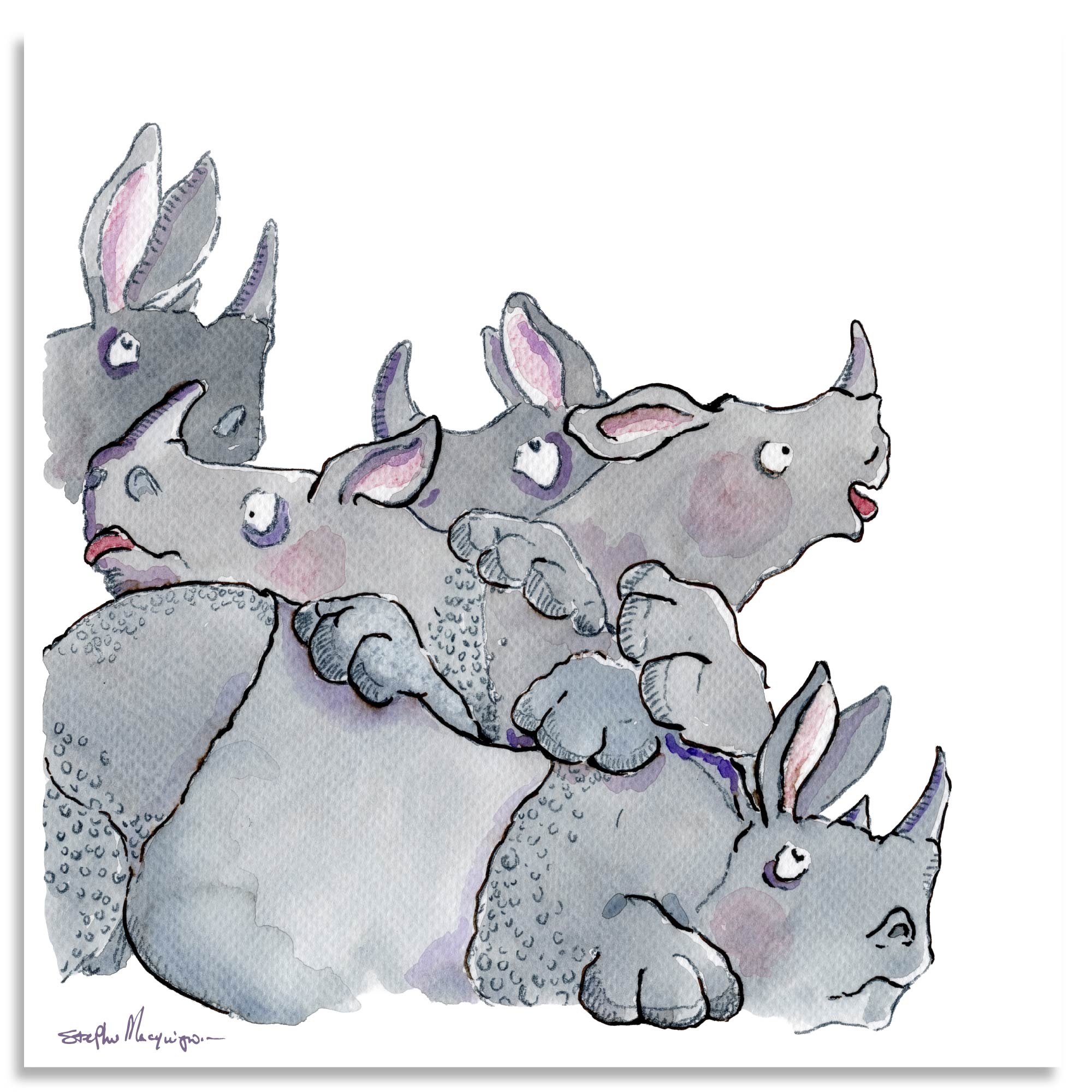 Studio Series - Crash of Rhinos - Gallery Wrapped Canvas - Stephen Macquignon Collection