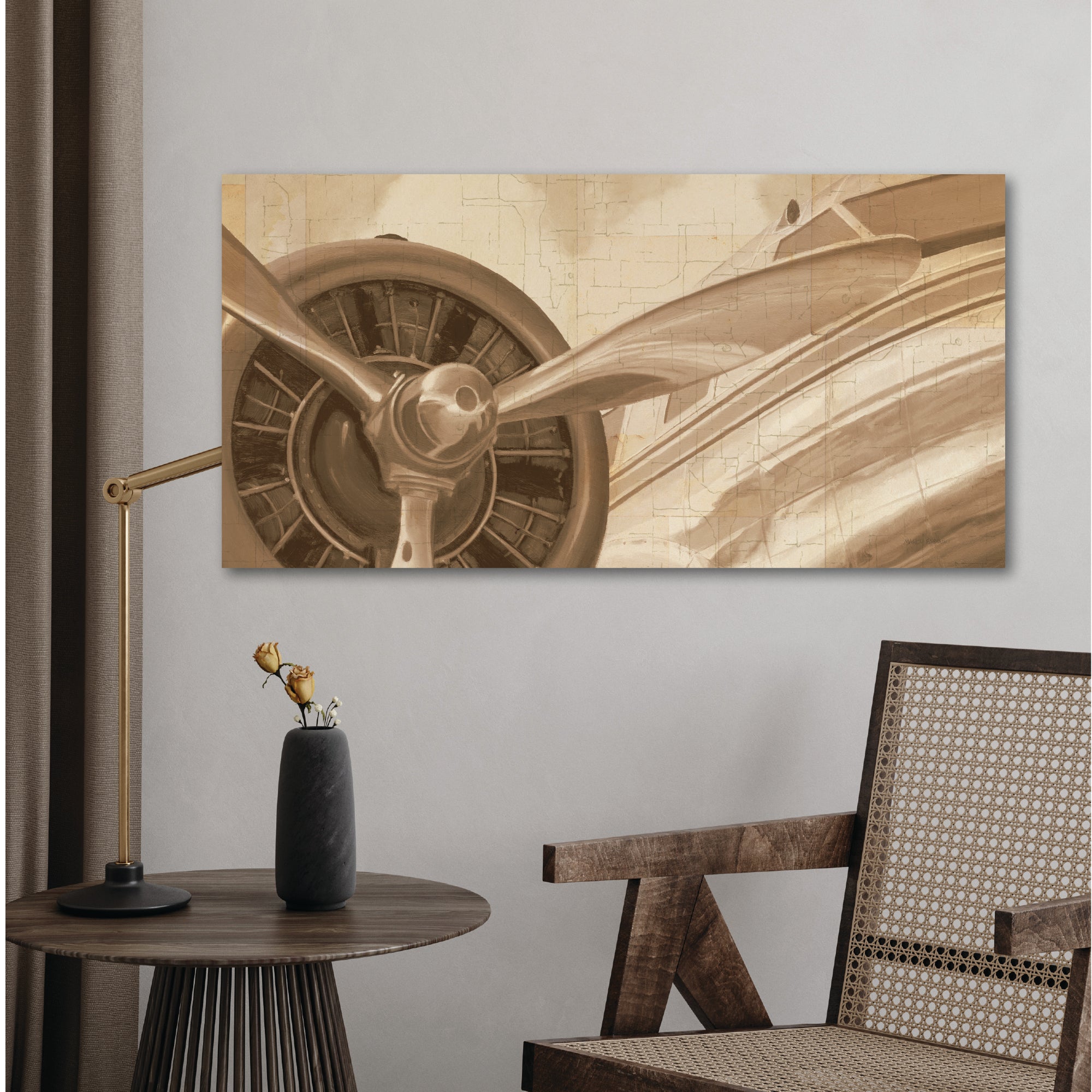 Travel by Air II Sepia Gallery-Wrapped Canvas Wall Art
