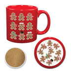 Gingerbread Men 20 oz Artisan Ceramic Mug & Coaster Set
