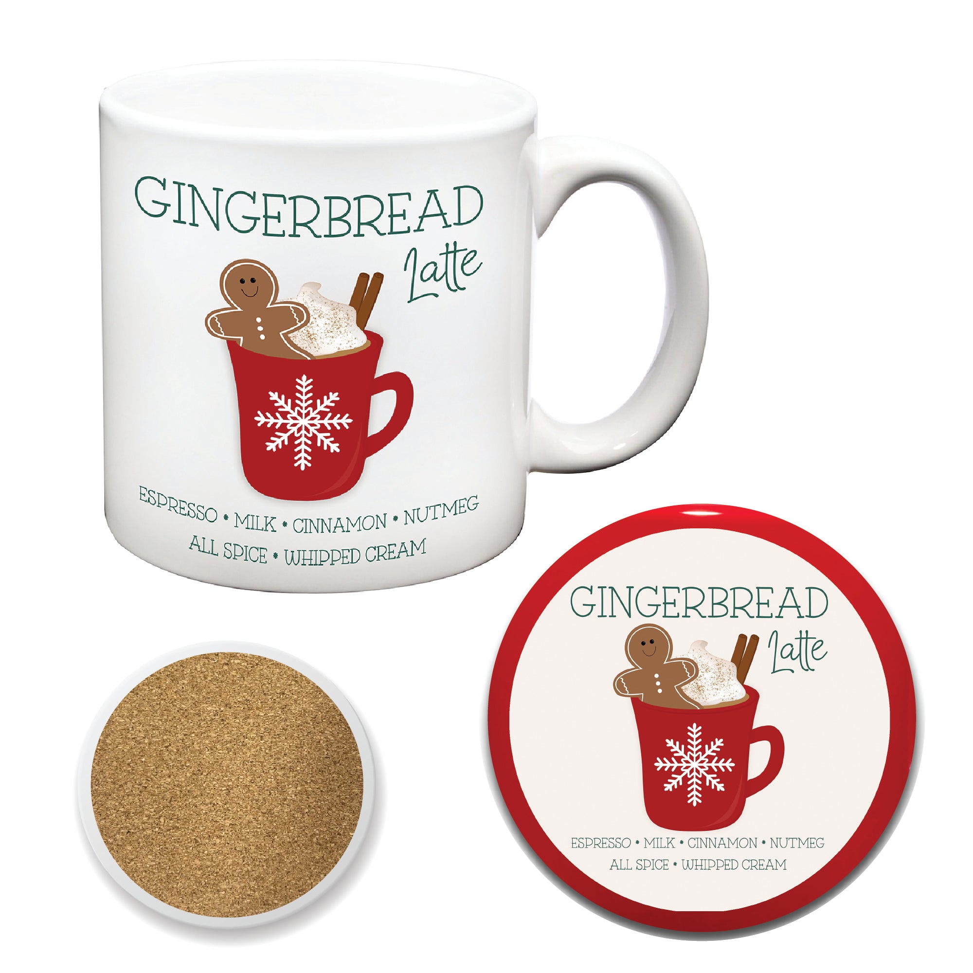 Gingerbread 20 oz Artisan Ceramic Mug & Coaster Set