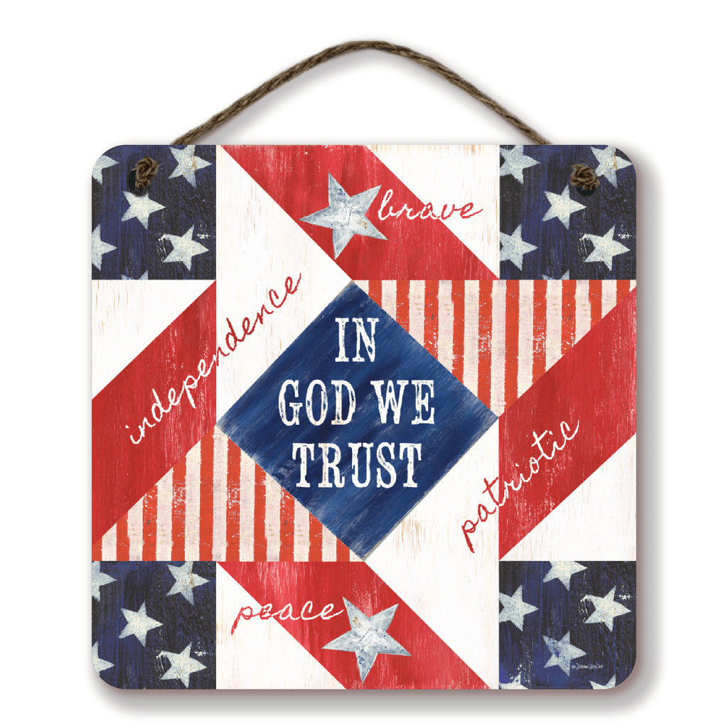 Celebrate 250 Patriotic II Quilt Hanging Wooden Artboard with Twine - Wounded Warrior Project