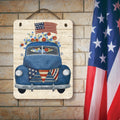Celebrate 250 Patriotic Blue truck Hanging Wooden Artboard with Twine - Wounded Warrior Project
