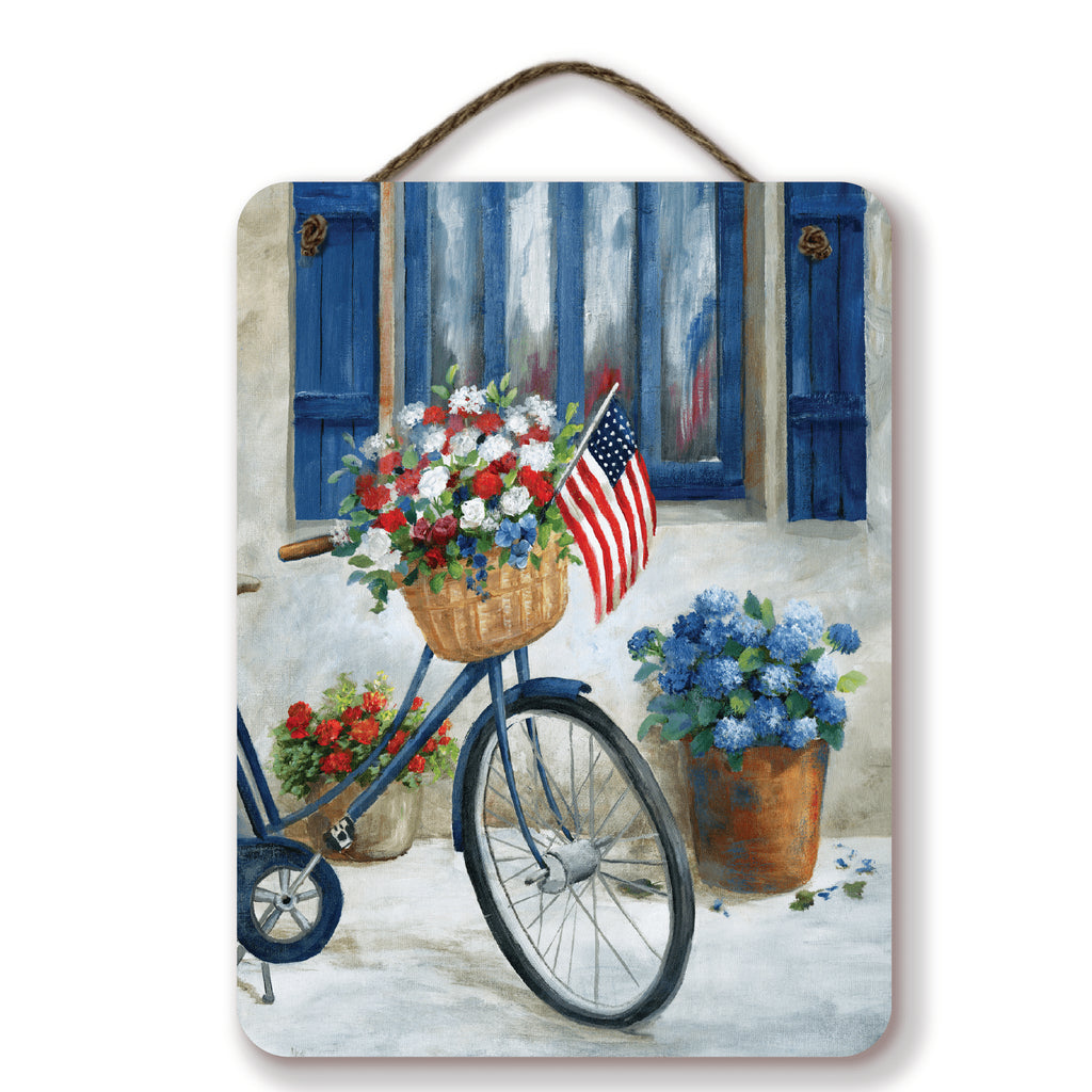 Celebrate 250 Patriot Bike II Hanging Wooden Artboard with Twine - Wounded Warrior Project