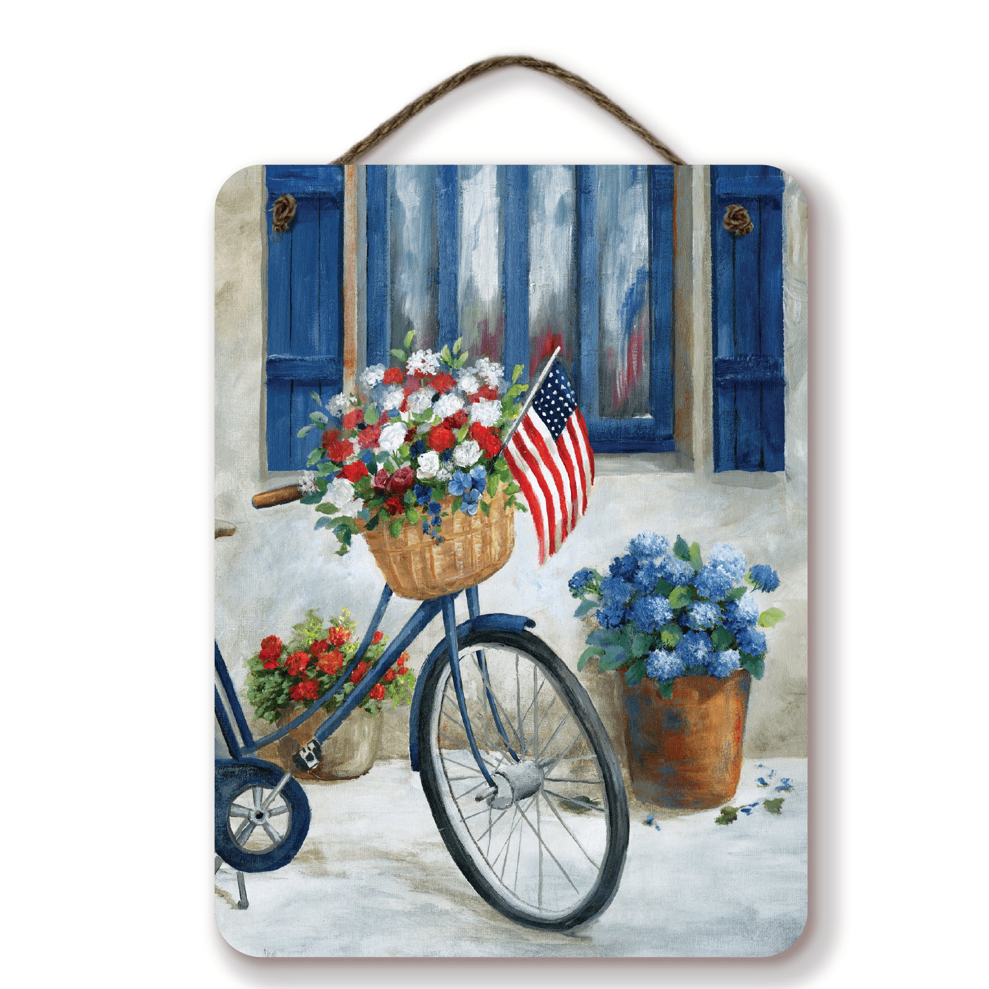 Celebrate 250 Patriot Bike II Hanging Wooden Artboard with Twine - Wounded Warrior Project