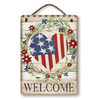 Celebrate 250 Patriotic Heart Wreath Hanging Wooden Artboard with Twine - Wounded Warrior Project