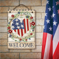 Celebrate 250 Patriotic Heart Wreath Hanging Wooden Artboard with Twine - Wounded Warrior Project