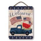 Celebrate 250 Truck Blue Patriotic Hanging Wooden Artboard with Twine - Wounded Warrior Project