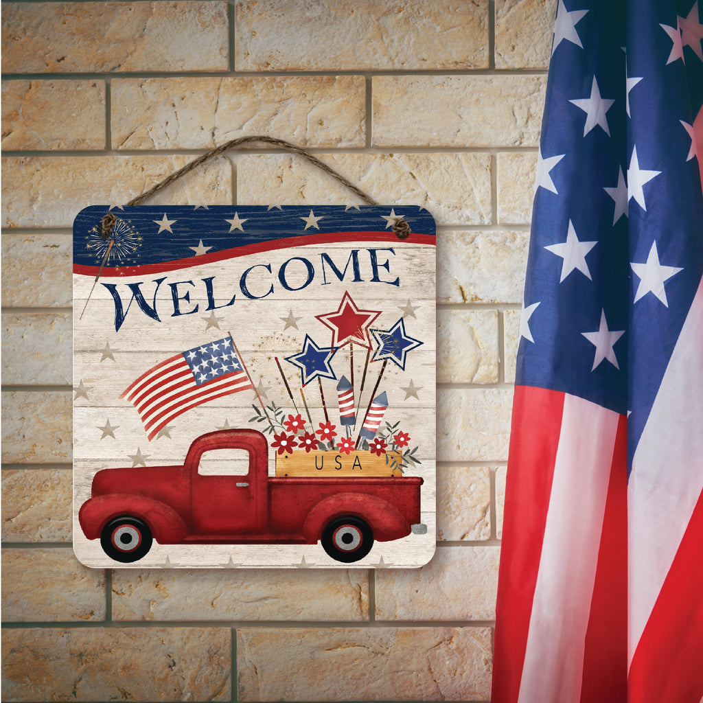 Celebrate 250 Truck R Fireworks Hanging Wooden Artboard with Twine - Wounded Warrior Project