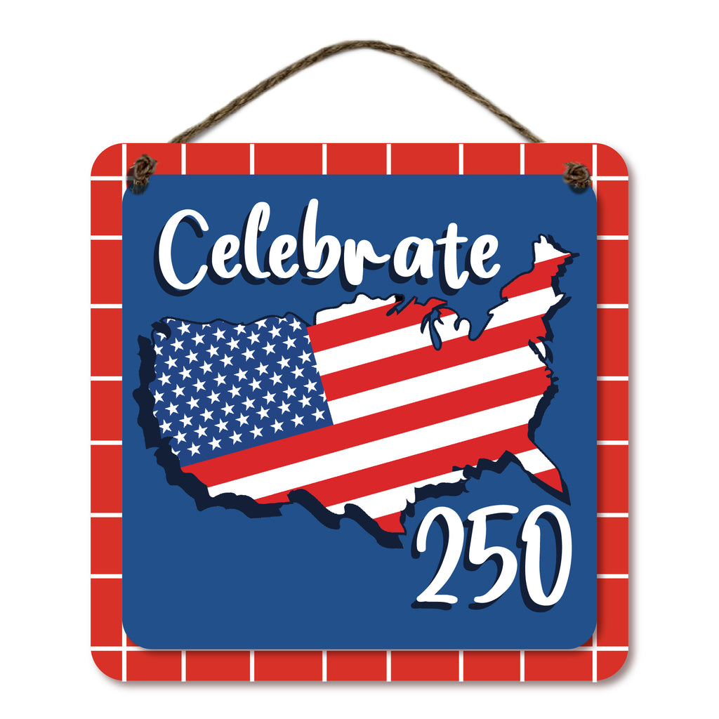 Celebrate 250 USA Hanging Wooden Artboard with Twine - Wounded Warrior Project