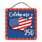 Celebrate 250 USA Hanging Wooden Artboard with Twine - Wounded Warrior Project