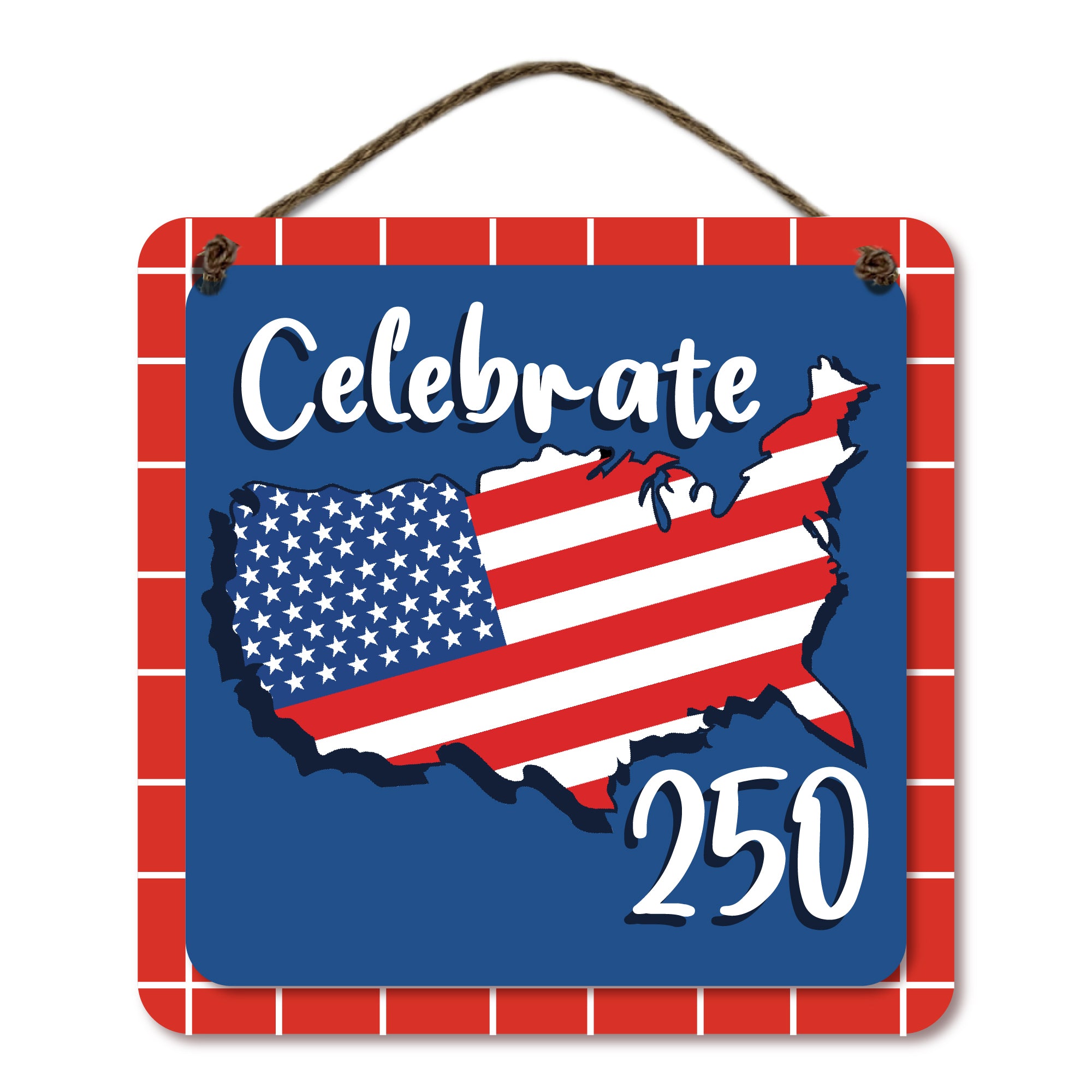 Celebrate 250 USA Hanging Wooden Artboard with Twine - Wounded Warrior Project
