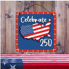 Celebrate 250 USA Hanging Wooden Artboard with Twine - Wounded Warrior Project