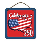 Celebrate 250 USA II Hanging Wooden Artboard with Twine - Wounded Warrior Project