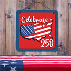 Celebrate 250 USA II Hanging Wooden Artboard with Twine - Wounded Warrior Project