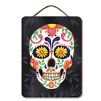 Sugar Skull Verticle 12" x 16" Hanging Wooden Artboard with Twine