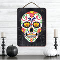 Sugar Skull Verticle 12" x 16" Hanging Wooden Artboard with Twine