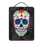 Sugar Skull II Verticle 12" x 16" Hanging Wooden Artboard with Twine