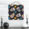 Sugar Skull Pattern 12" x 12" Hanging Wooden Artboard with Twine