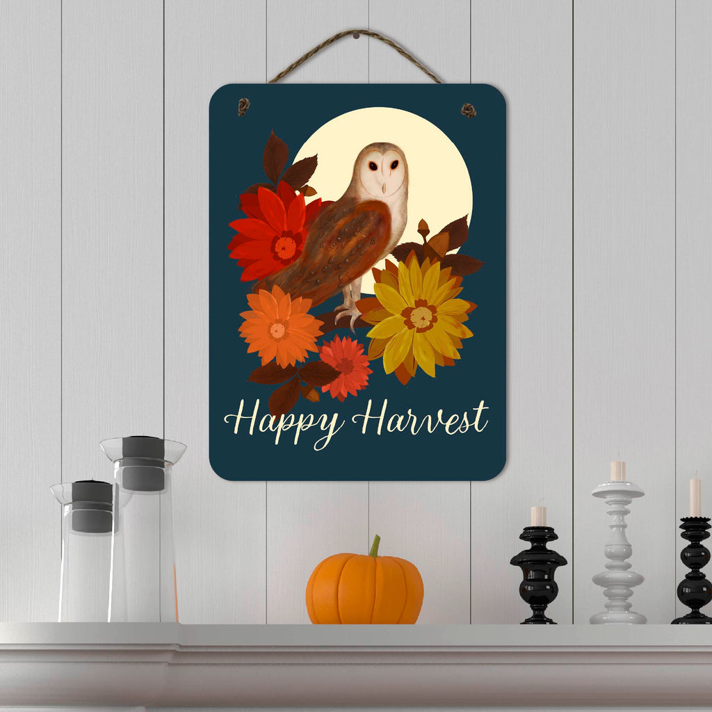 Happy Harvest 12" x 16" Hanging Wooden Artboard with Twine