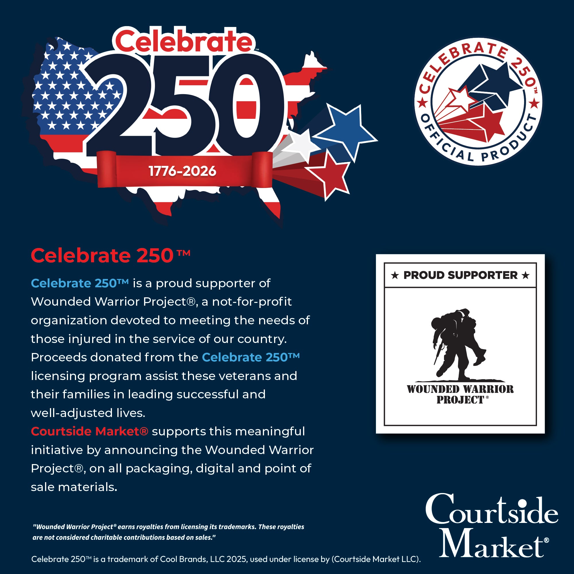 Celebrate 250 Patriotic II Quilt Circular Wood Décor with Wounded Warrior Project