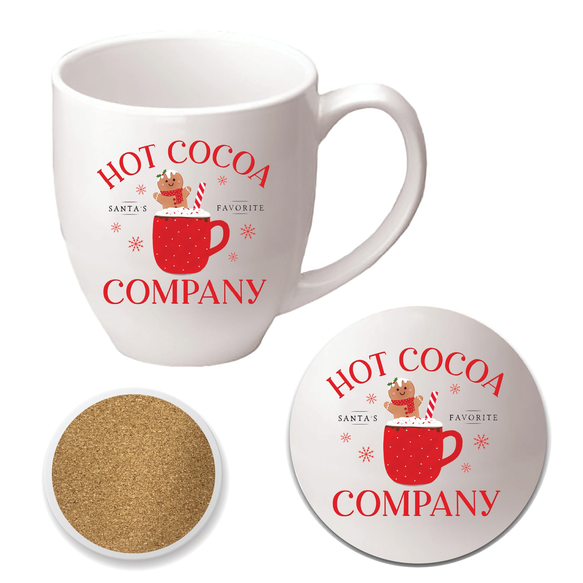 Mrs Claus Cocoa 16 oz Artisan Ceramic Mug & Coaster Set