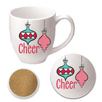 Joyful Christmas Ornaments I 16 oz Artisan Ceramic Mug & Coaster Set
