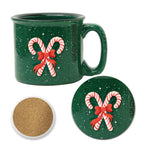 Lets Get Merry II 15 oz Artisan Ceramic Mug & Coaster Set