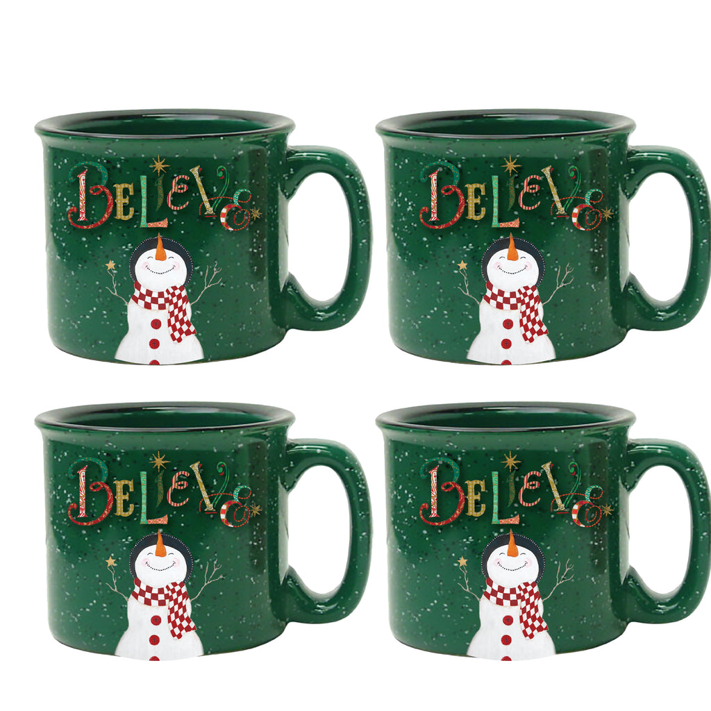 Believe 15 oz Artisan Ceramic Mug 4-Piece Set