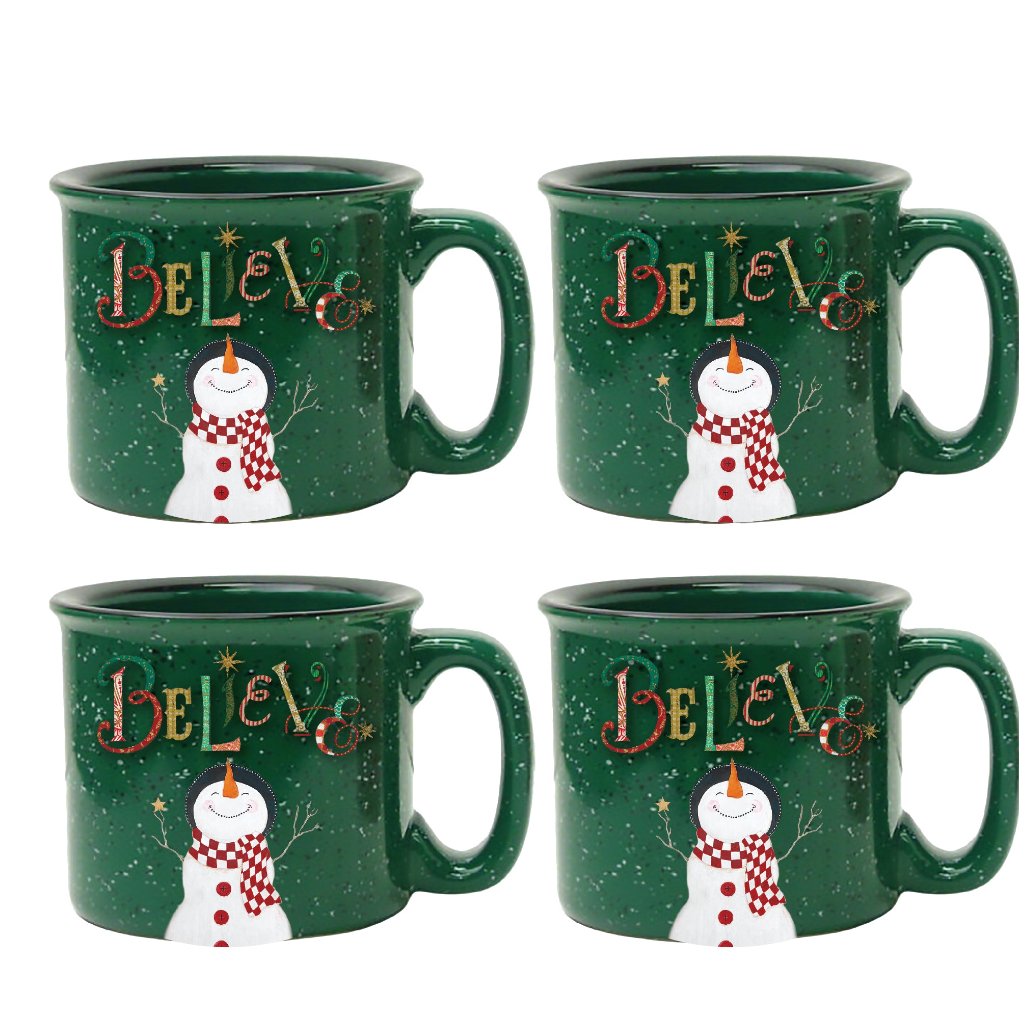Believe 15 oz Artisan Ceramic Mug 4-Piece Set