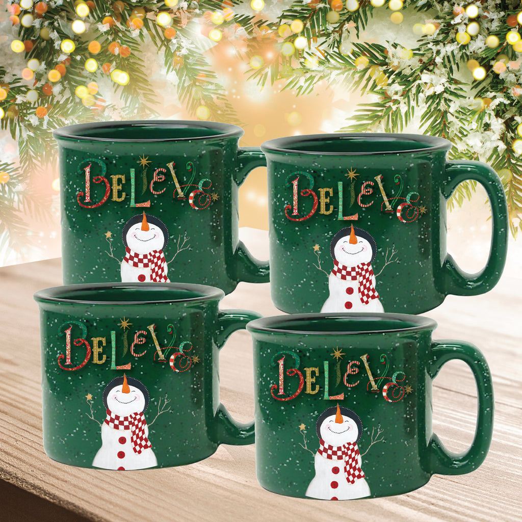 Believe 15 oz Artisan Ceramic Mug 4-Piece Set