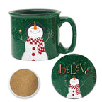 Believe 15 oz Artisan Ceramic Mug & Coaster Set