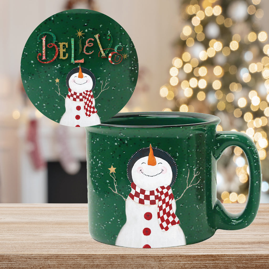 Believe 15 oz Artisan Ceramic Mug & Coaster Set