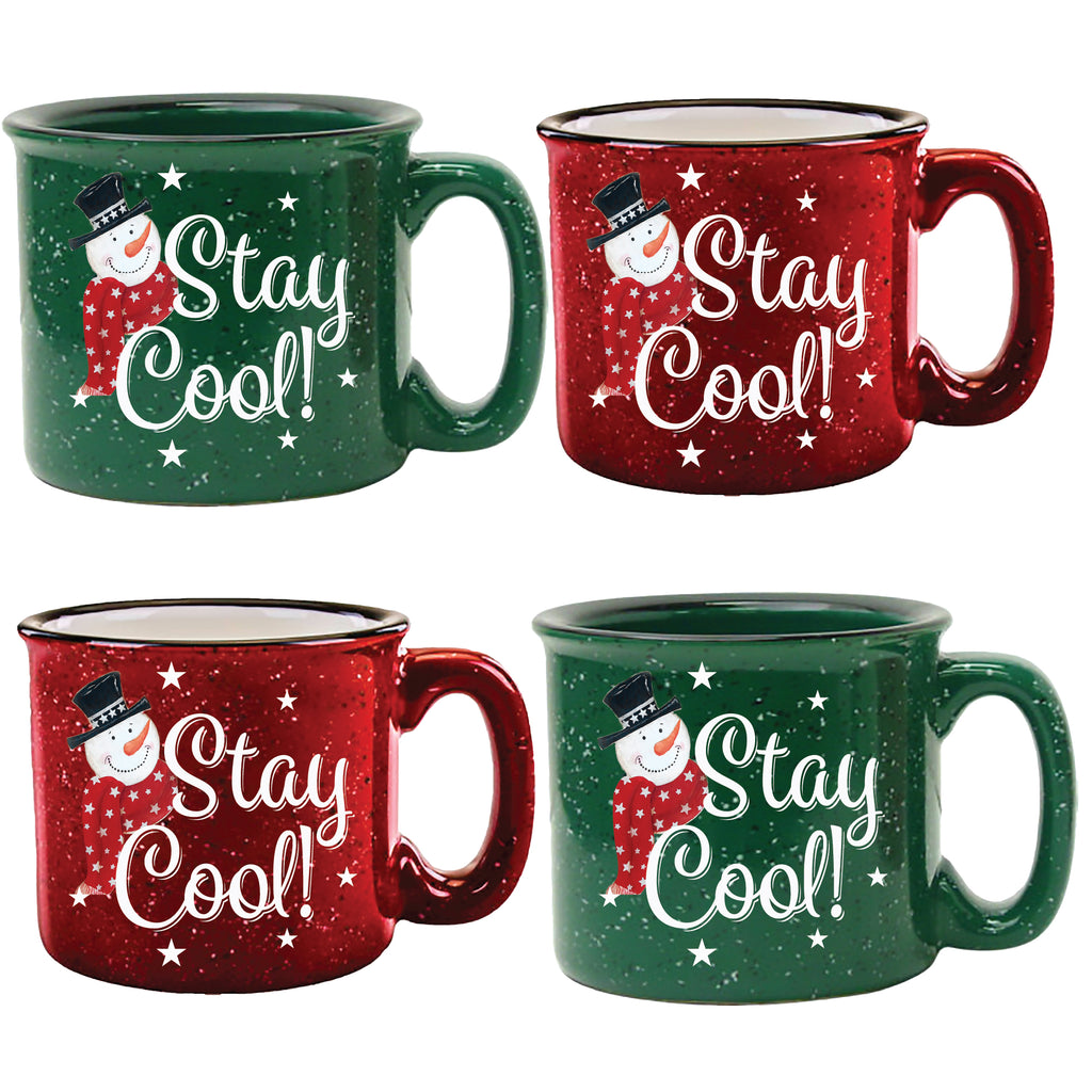 Snowman Stay Cool 15 oz Artisan Ceramic Mug 4-Piece Set