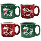 Snowman Stay Cool 15 oz Artisan Ceramic Mug 4-Piece Set