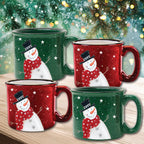 Snowman 15 oz Artisan Ceramic Mug 4-Piece Set