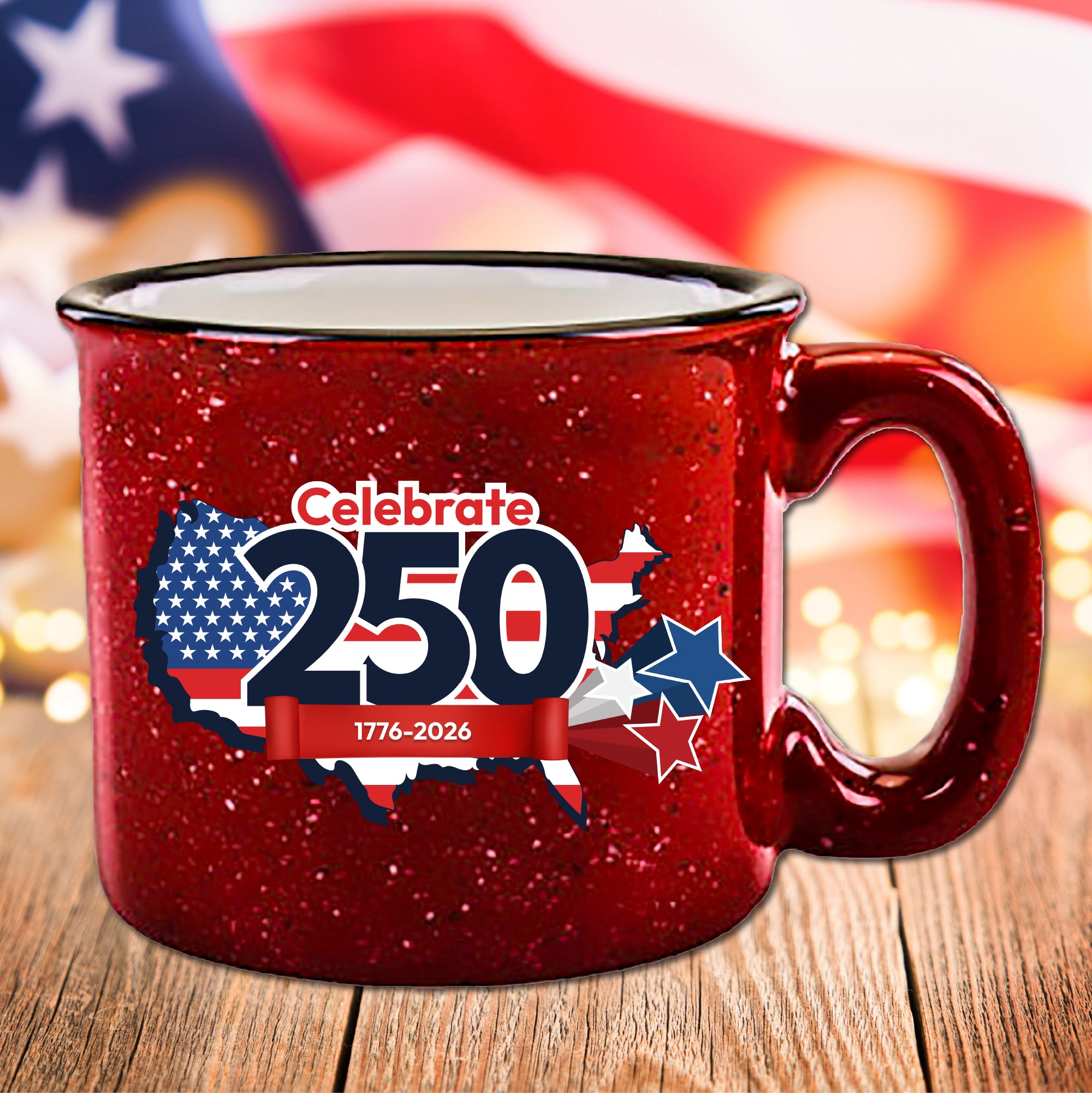 Celebrate 250 USA 19 oz Artisan Ceramic Mug with Wounded Warrior Project