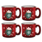 Peppermint Wishes 15 oz Artisan Ceramic Mug 4-Piece Set